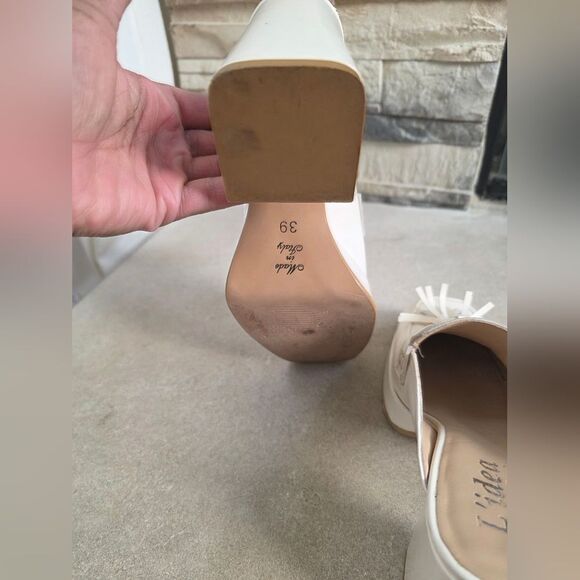 Tassel Chunky Platform Mule Women Square Toe Block Heel Sz 39/8 L'idea By Lori - Picture 2 of 13